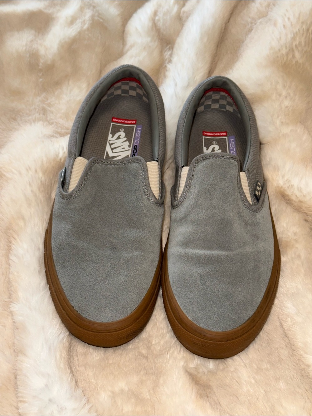 Vans PopCush Gray Suede Slip-On with Gum Sole
